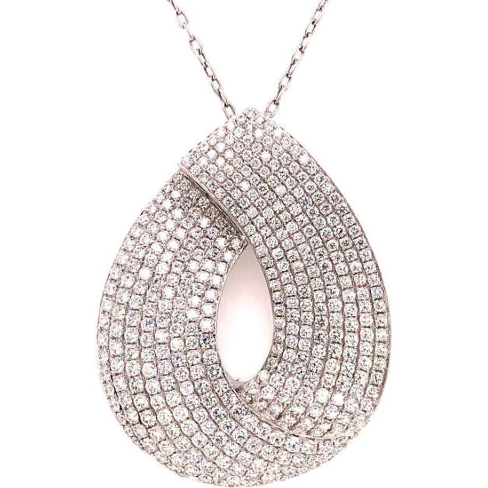 18K Rose Gold Open Teardrop Diamond Pendant Necklace by Afarin