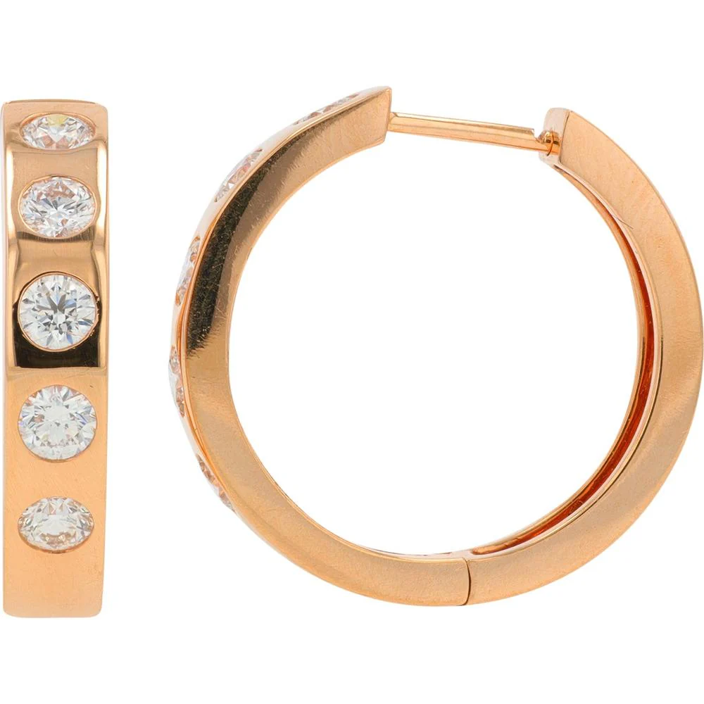 18K Rose Gold Penny Preville 0.70 Carat Total Weight Diamond Hoop Earrings
