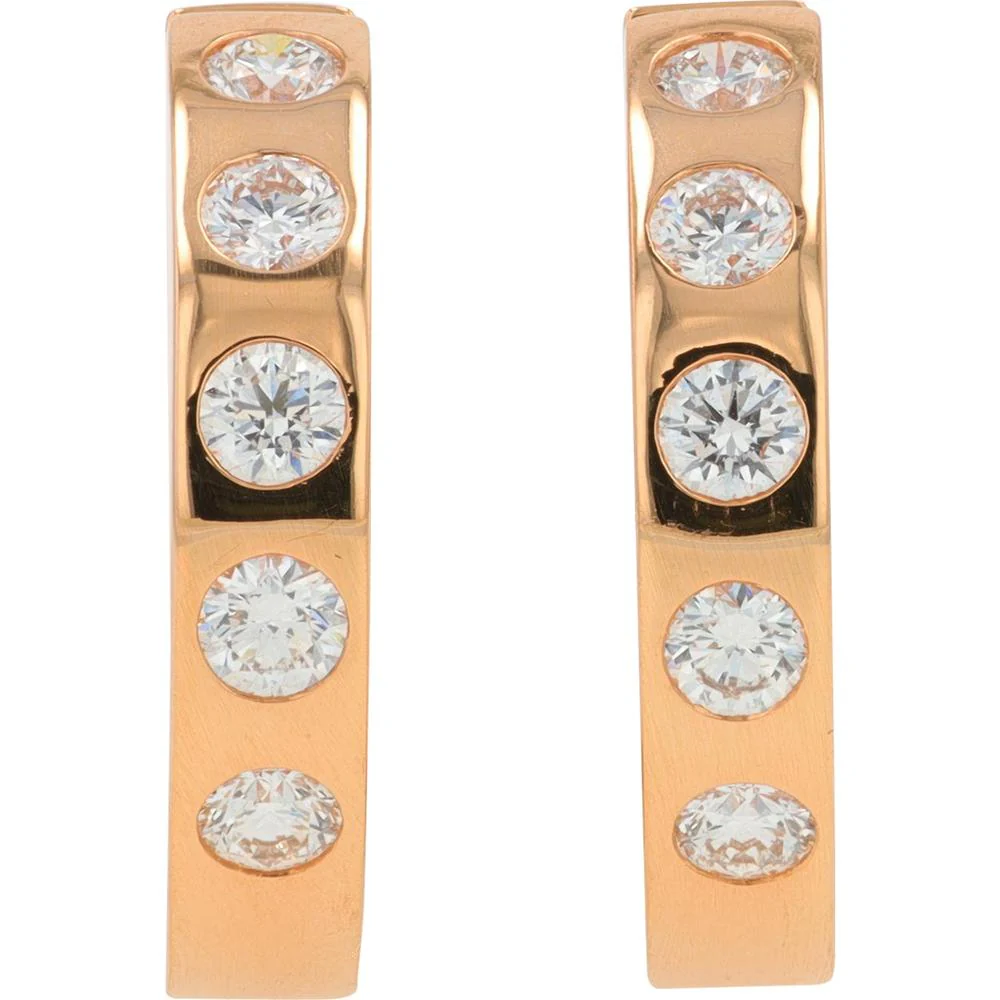 18K Rose Gold Penny Preville 0.70 Carat Total Weight Diamond Hoop Earrings - Image 2
