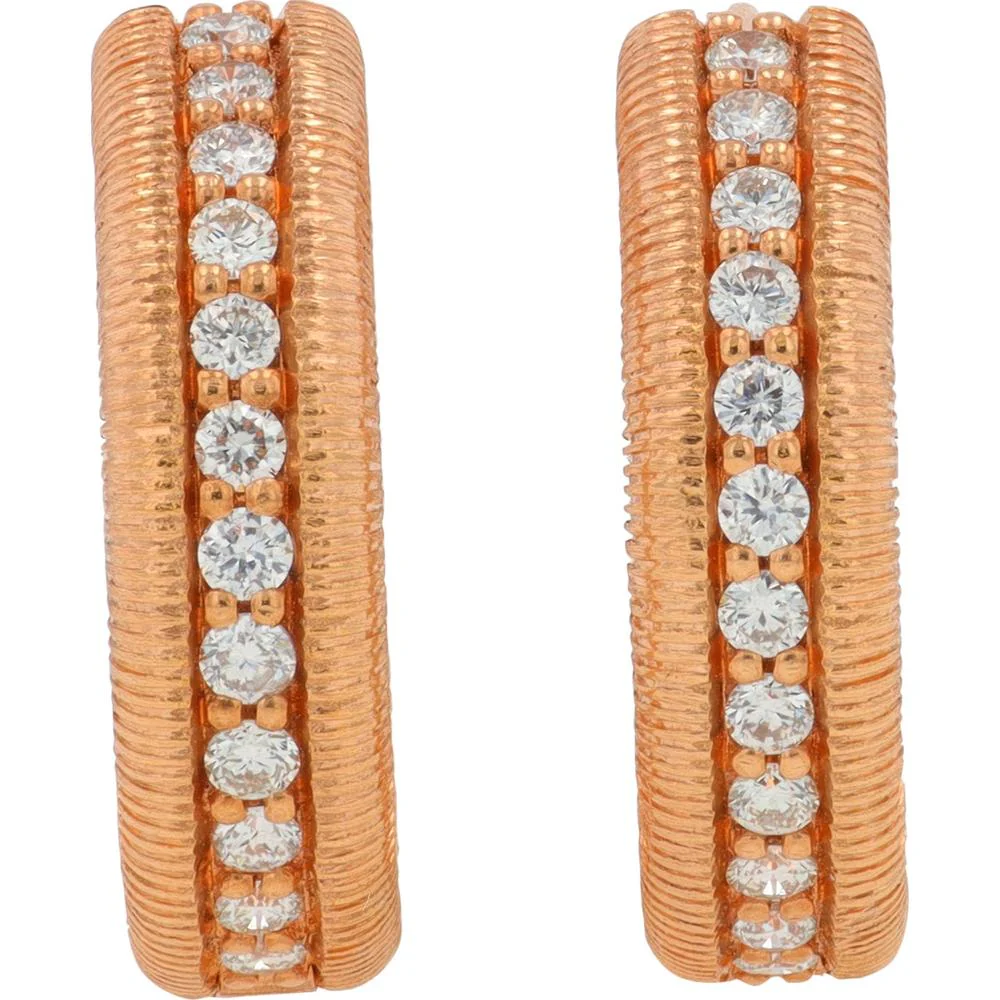 18K Rose Gold Penny Preville Medium Hoop Earrings with 0.53 Carat Total Weight Prong Set Round Diamonds - Image 2