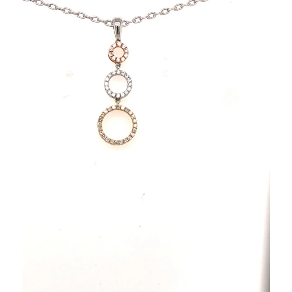 18K Tri-Color Gold Open Circle Diamond Pendant Necklace by Afarin
