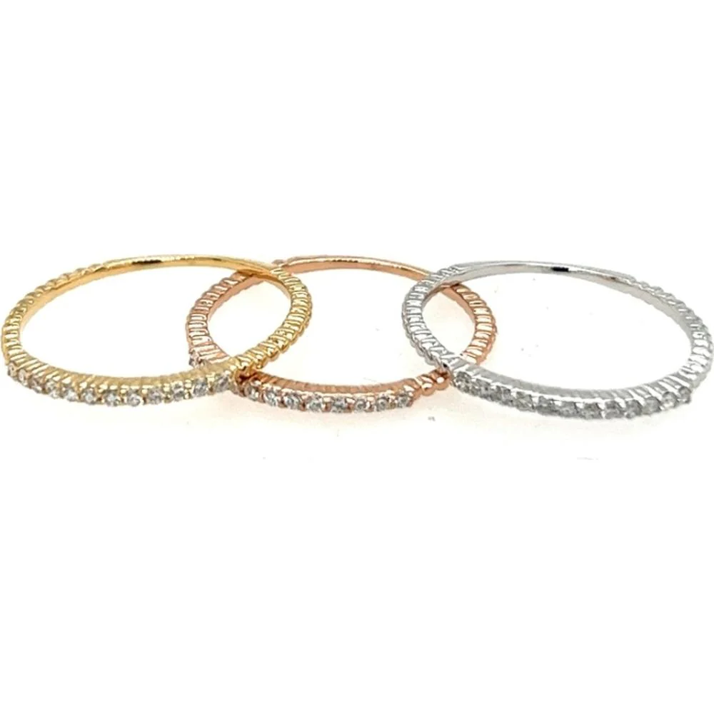18K Tri-Tone Gold Diamond Band Ring by Afarin