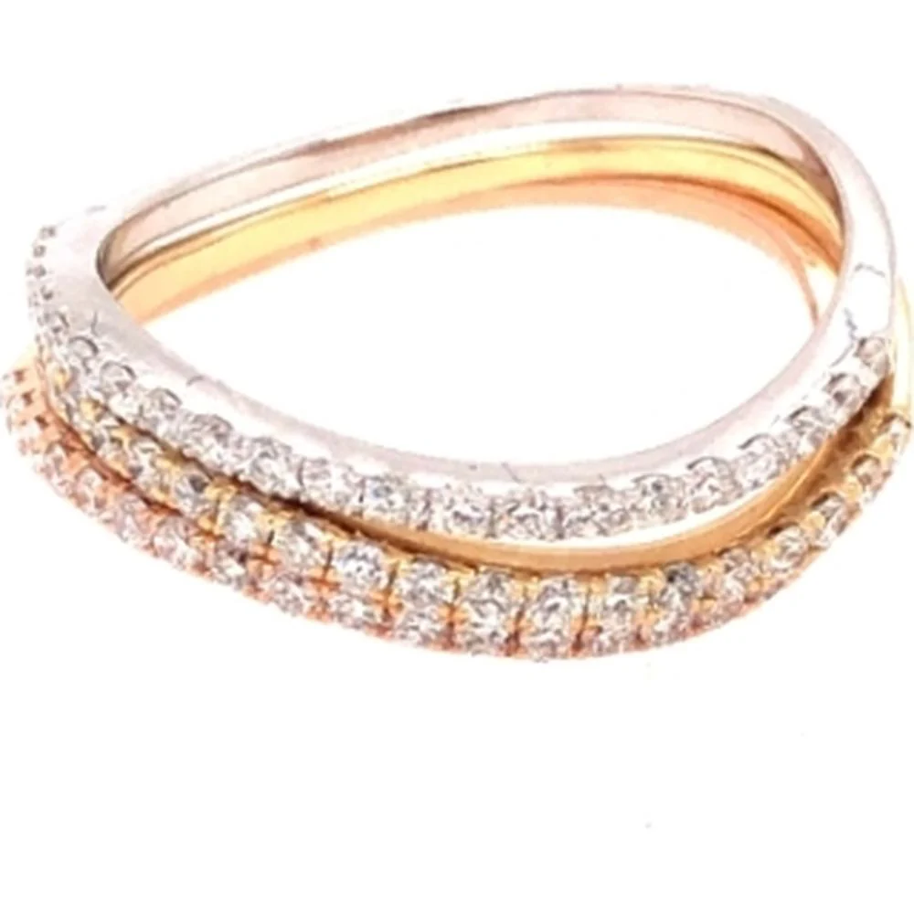 18K Tri-Tone Gold Interwoven Diamond Band Ring by Afarin
