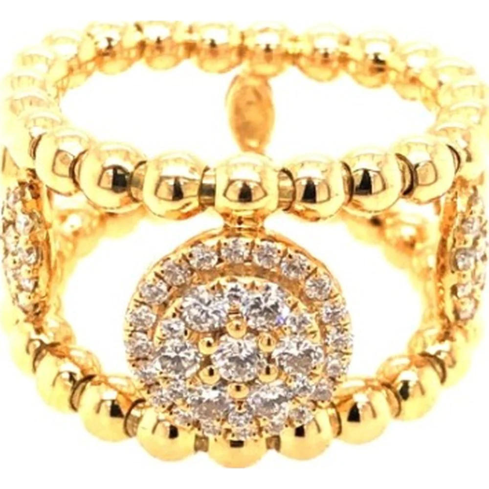 18K Two-Tone Gold Beaded Halo Diamond Statement Ring by Afarin
