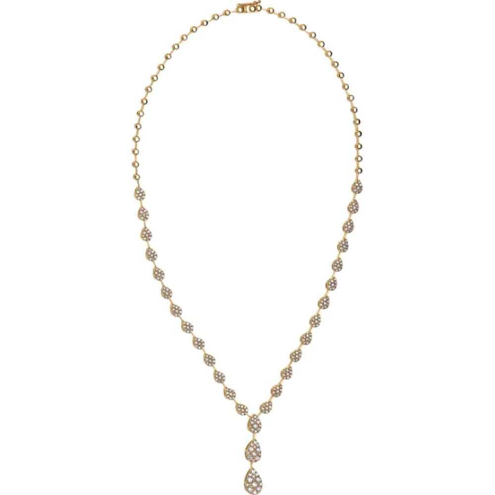 18K Two-Tone Gold Diamond Station Drop Necklace by Afarin