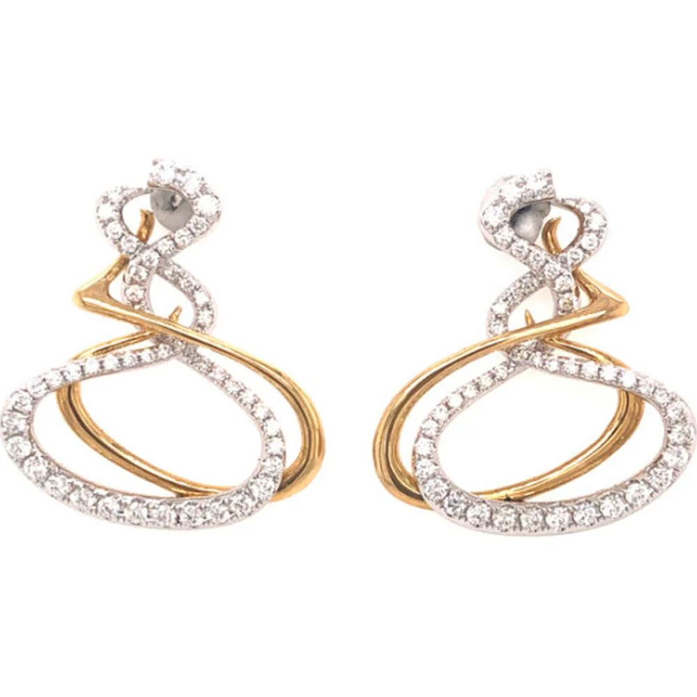 18K Two-Tone Gold Free-Form Drop Earrings with Diamond Accents by Afarin