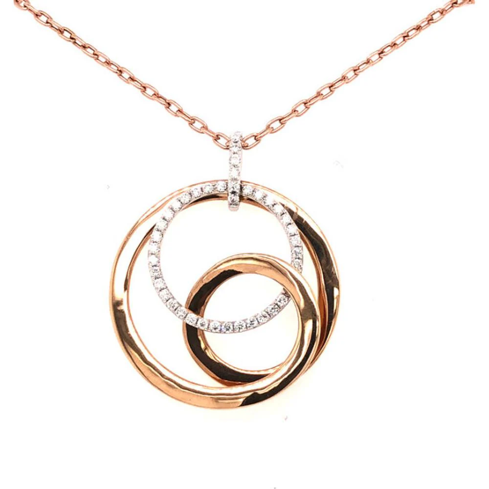 18K Two-Tone Gold Interlocking Circle Pendant with Diamond Accents by Afarin