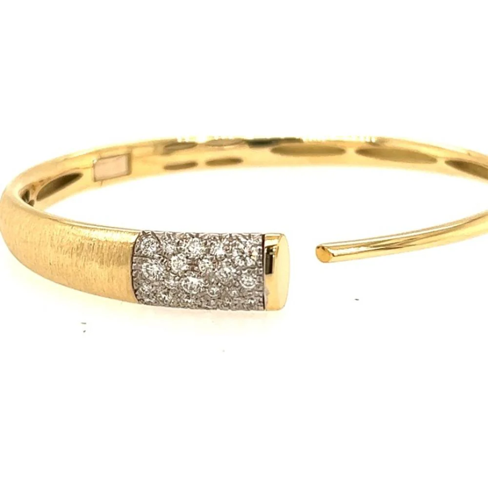 18K Two-Tone Gold Open Bangle Bracelet with Diamond Accent Detail by Afarin