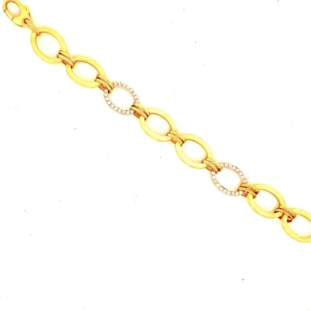 18K Two-Tone Gold Oval Link Bracelet with Diamond Accent Stations by Afarin
