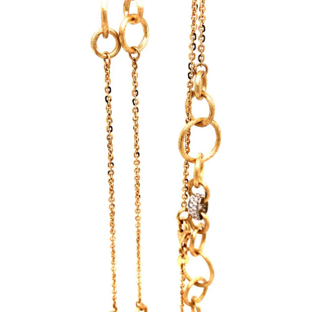 18K Two-Tone Gold Station Necklace with Round Links and Diamond Accent by Afarin