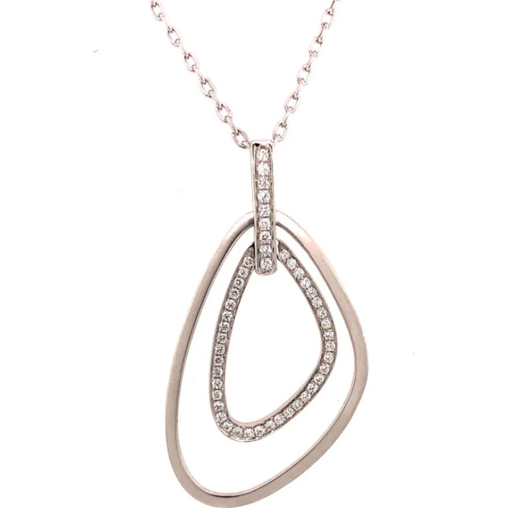 18K White and Rose Gold Free Form Diamond Pendant Necklace by Afarin