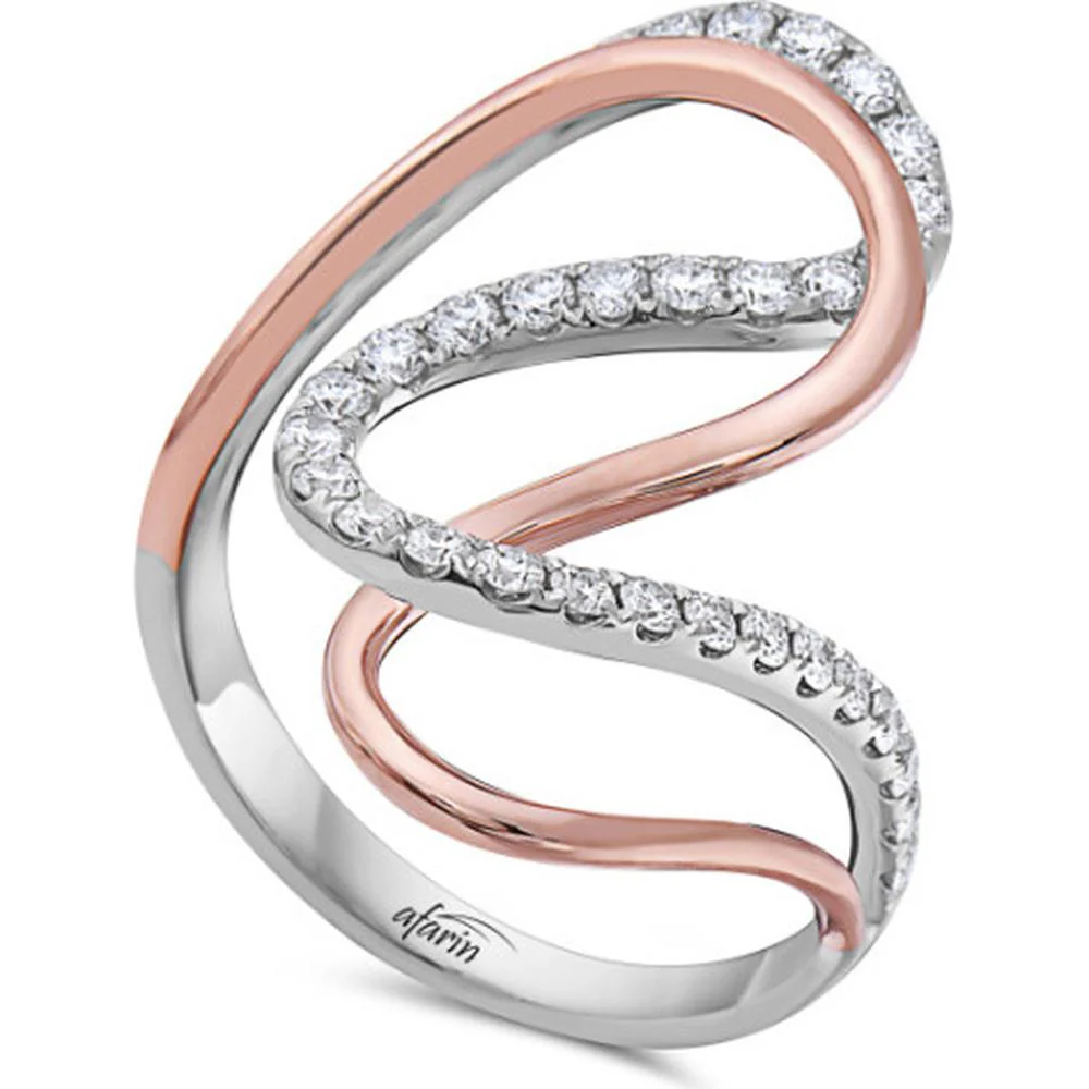 18K White and Rose Gold Free-Form Diamond Ring by Afarin