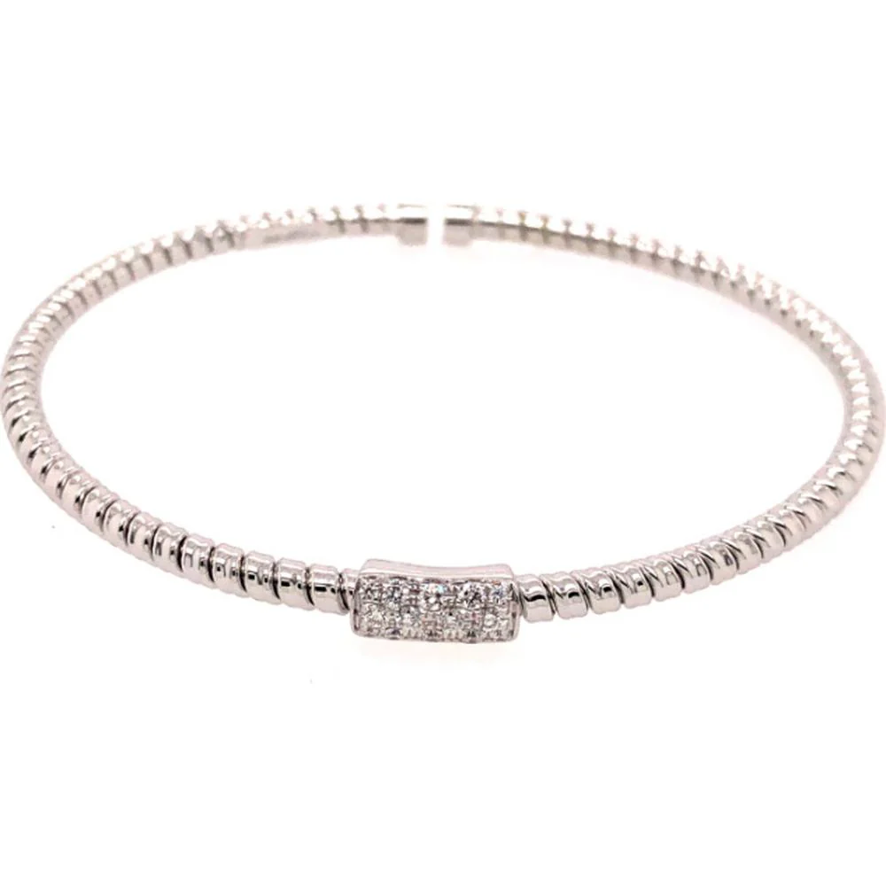 18K White and Yellow Gold Diamond Accent Bangle Bracelet by Afarin