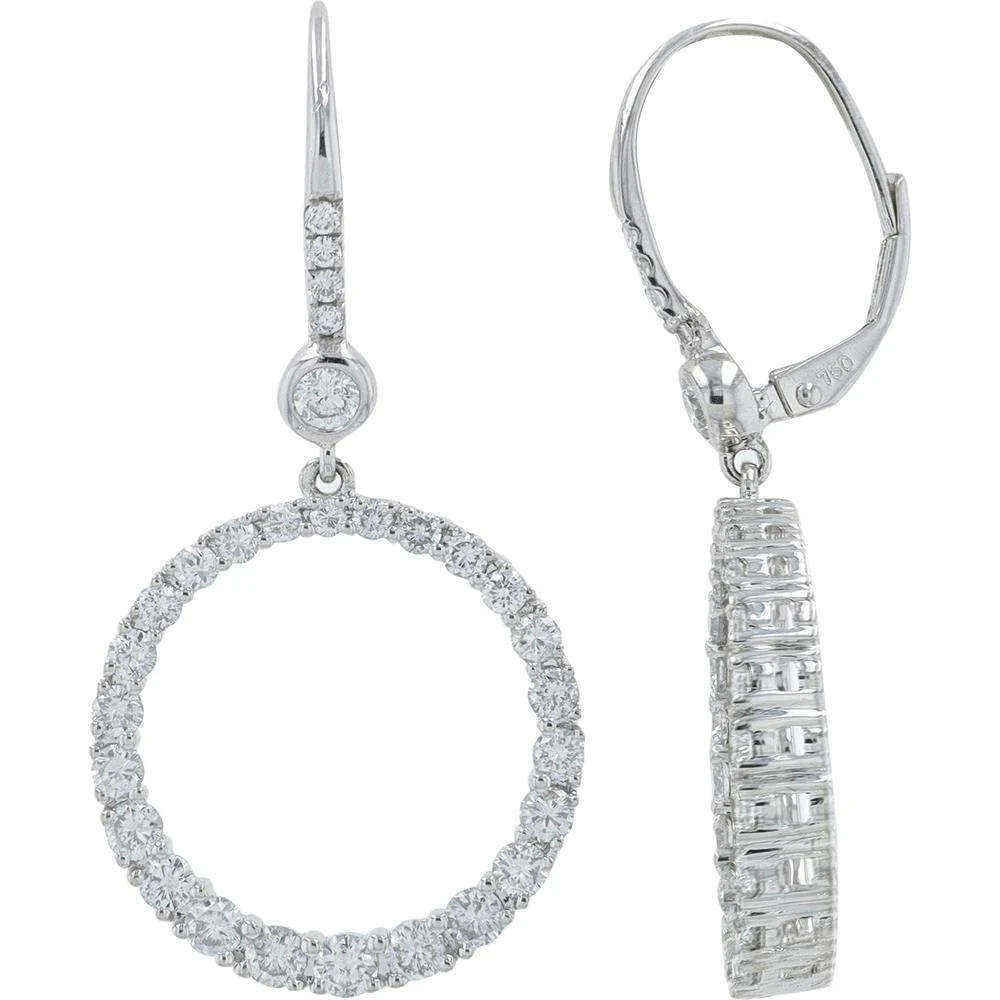 18K White Gold 1.94 Carat Total Weight Diamond Large Hoop Earrings - Image 2