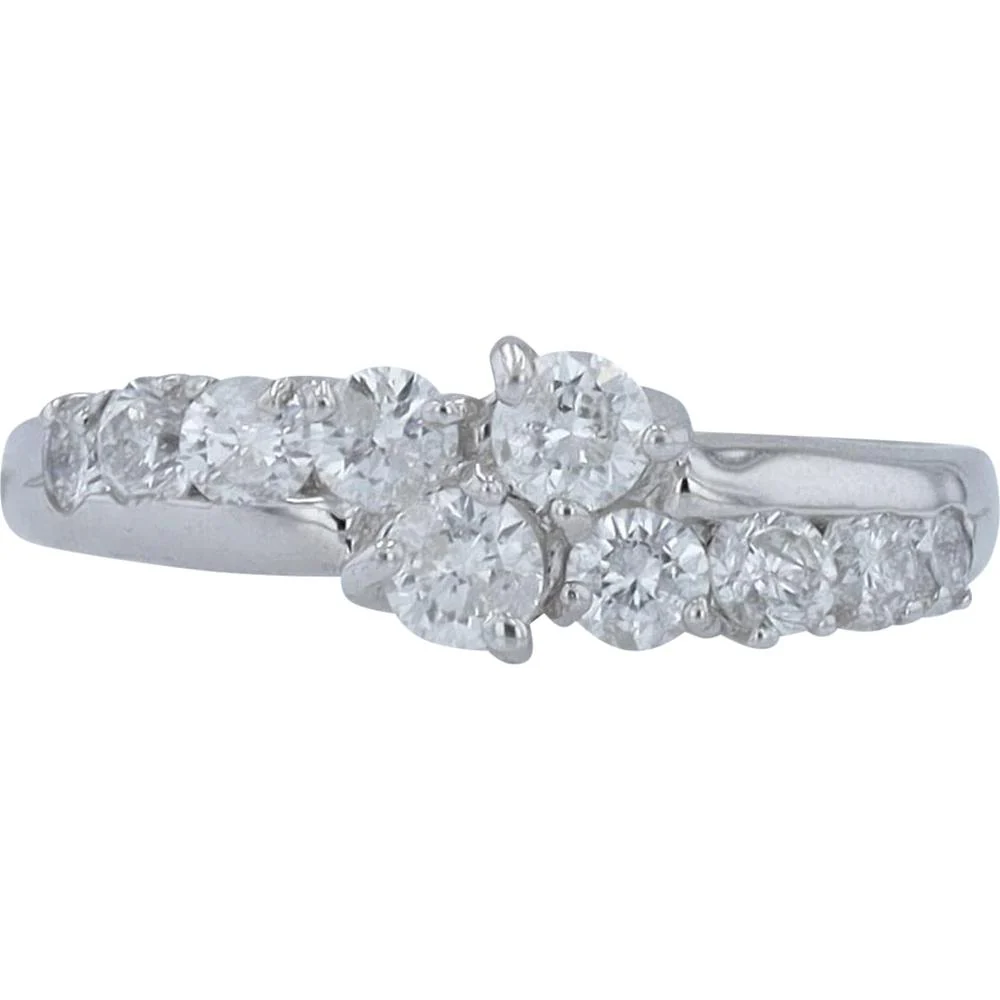 18K White Gold 1 Carat Total Weight Diamond Crossover Ring - 1.00 Carat Total Diamond Weight