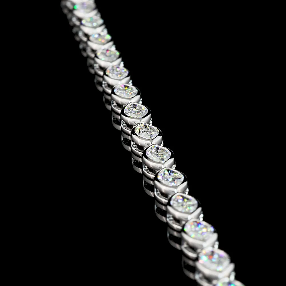 18K White Gold 17.5" Tennis Necklace with East-West Bezel Set Marquise Cut Lab Diamonds - 10.07 Carat Total Diamond Weight - Covaloro Fine Jewelry - Image 3