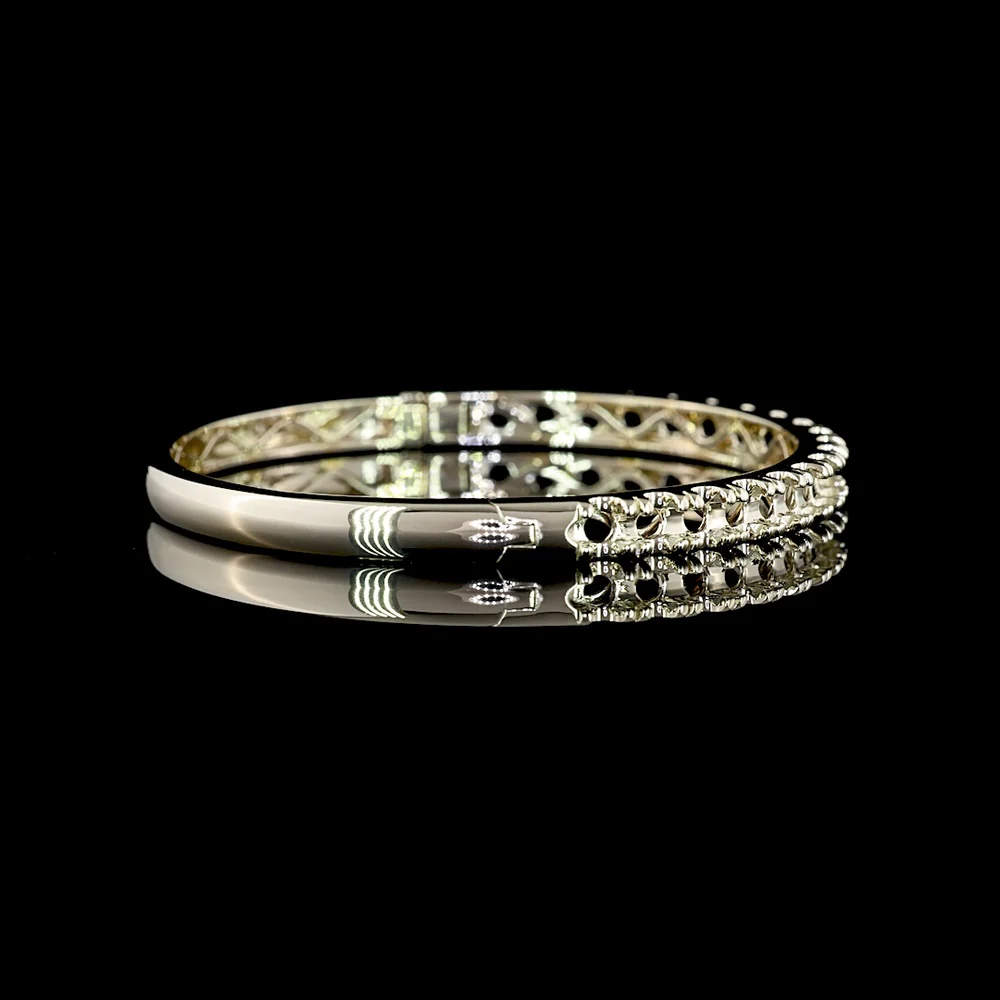 18K White Gold 19-Stone Bangle Bracelet with Pavé Micro Set Round Lab Diamonds - 4.50 Carats Total Diamond Weight - Covaloro Fine Jewelry - Image 3