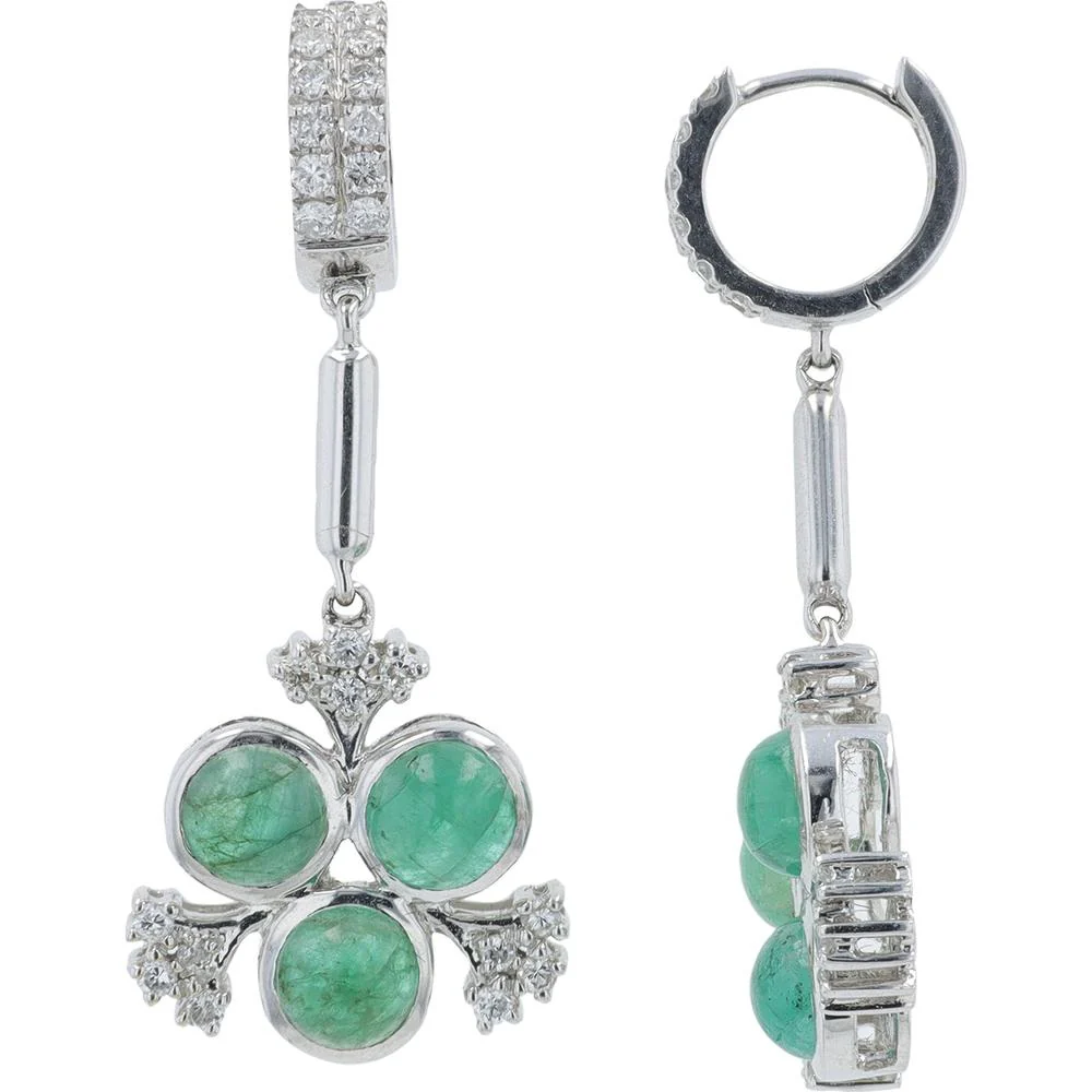 18K White Gold 2.41 Carat Emerald Earrings with 0.45 Carat Diamond Accents - Image 2
