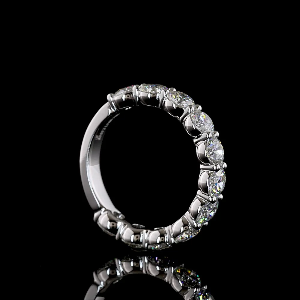 18K White Gold 3/4 Eternity Band with 11 Prong Set Brilliant Cut Round Lab Diamonds - 2.55 Carat Total Weight - Covaloro Fine Jewelry - Image 3