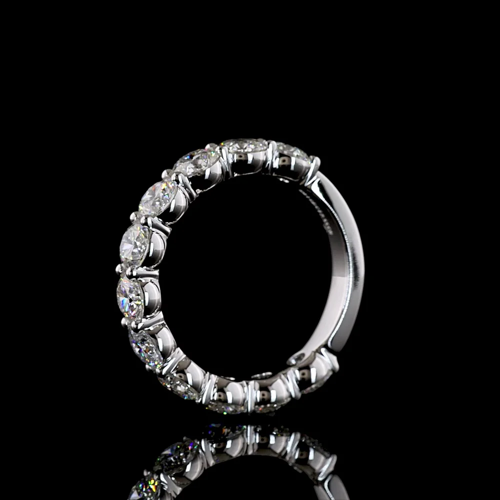 18K White Gold 3/4 Eternity Band with 11 Prong Set Brilliant Cut Round Lab Diamonds - 2.55 Carat Total Weight - Covaloro Fine Jewelry - Image 4