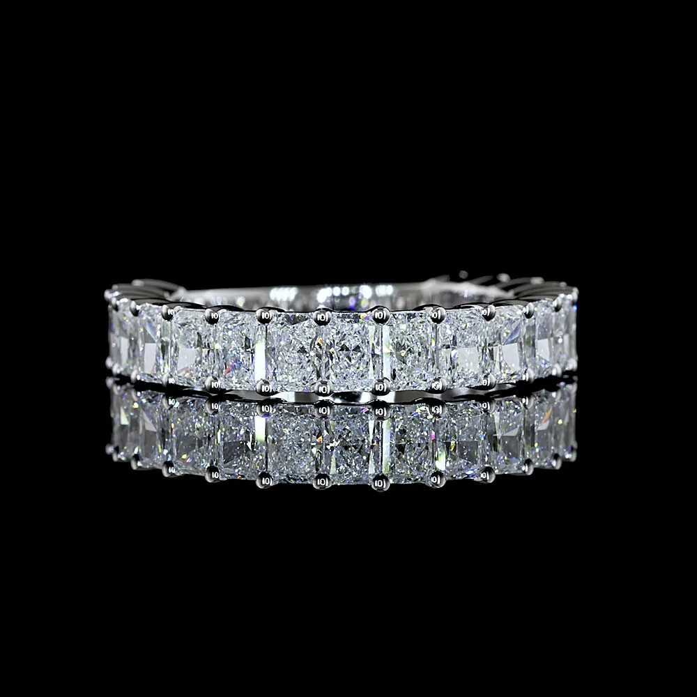 18K White Gold 3/4 Eternity Band with 19 Prong-Set Radiant Cut Lab Diamonds - 2.33 Carat Total Weight, E-F Color, VS1 Clarity - Covaloro Fine Jewelry