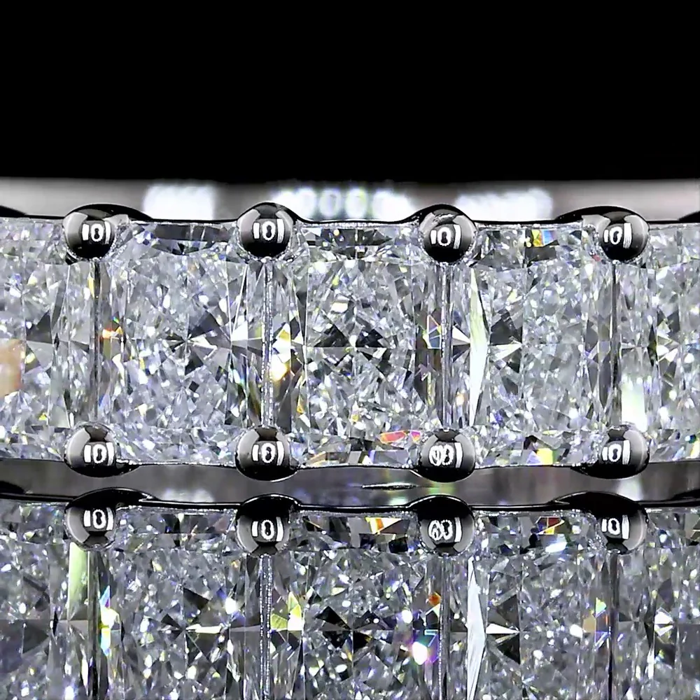 18K White Gold 3/4 Eternity Band with 19 Prong-Set Radiant Cut Lab Diamonds - 2.33 Carat Total Weight, E-F Color, VS1 Clarity - Covaloro Fine Jewelry - Image 2