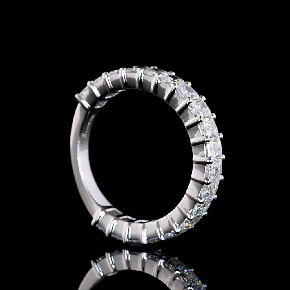 18K White Gold 3/4 Eternity Band with 19 Prong-Set Radiant Cut Lab Diamonds - 2.33 Carat Total Weight, E-F Color, VS1 Clarity - Covaloro Fine Jewelry - Image 3