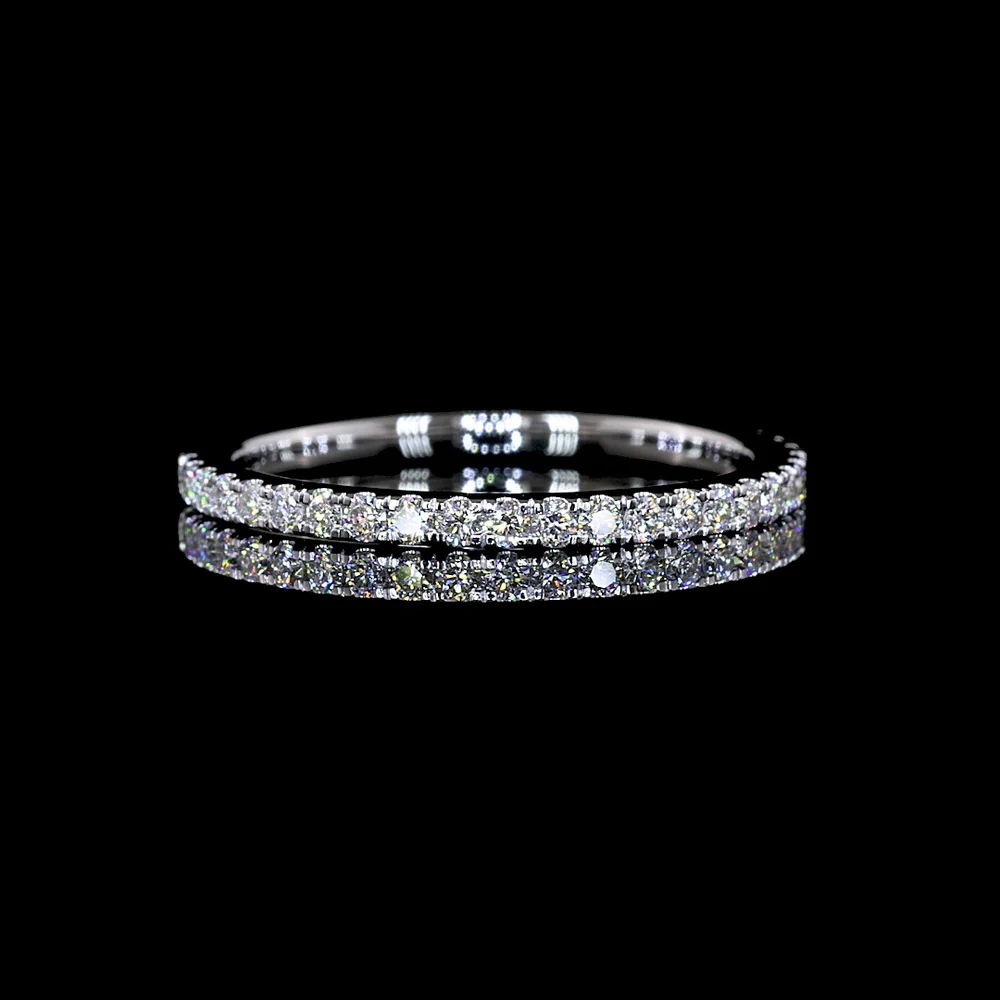 18K White Gold 3/4 Eternity Band with 31 Round Brilliant Cut Lab Diamonds - 0.35 Carat Total Weight, E-F Color VS1 Clarity - Covaloro Fine Jewelry