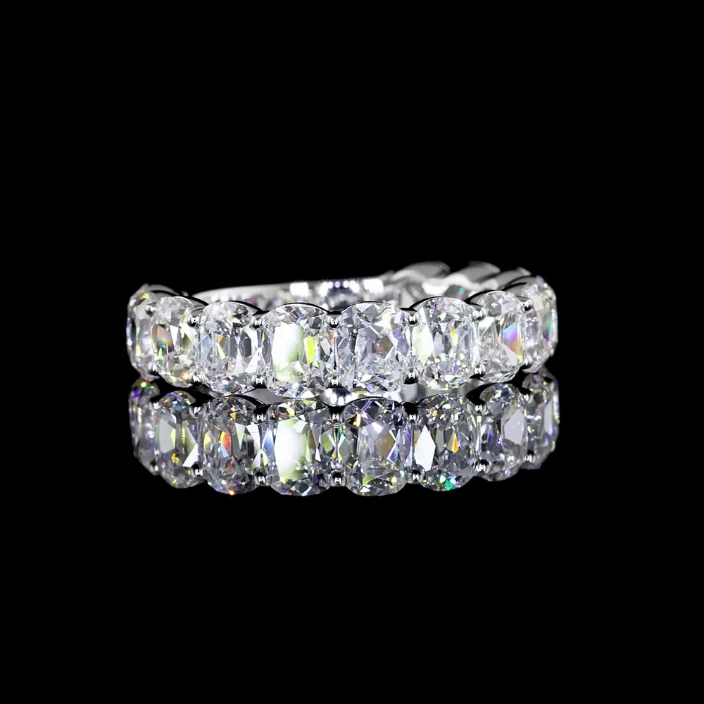 18K White Gold 3/4 Eternity Band with Antique Cushion Cut Lab Diamonds - 4.21 Carat Total Weight - Covaloro Fine Jewelry - Image 3
