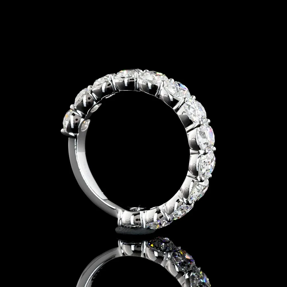 18K White Gold 3/4 Eternity Band with Antique Cushion Cut Lab Diamonds - 4.21 Carat Total Weight - Covaloro Fine Jewelry - Image 4