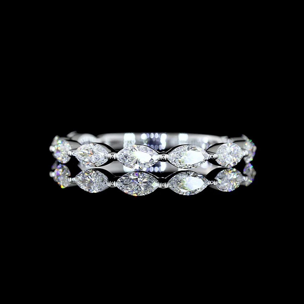 18K White Gold 3/4 Eternity Band with East-West Marquise Cut Lab Diamonds - 0.81 Carats Total Diamond Weight - Covaloro Fine Jewelry