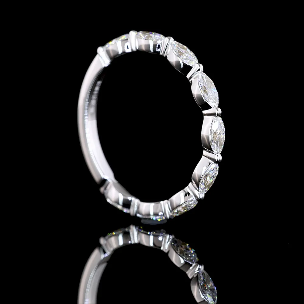 18K White Gold 3/4 Eternity Band with East-West Marquise Cut Lab Diamonds - 0.81 Carats Total Diamond Weight - Covaloro Fine Jewelry - Image 3