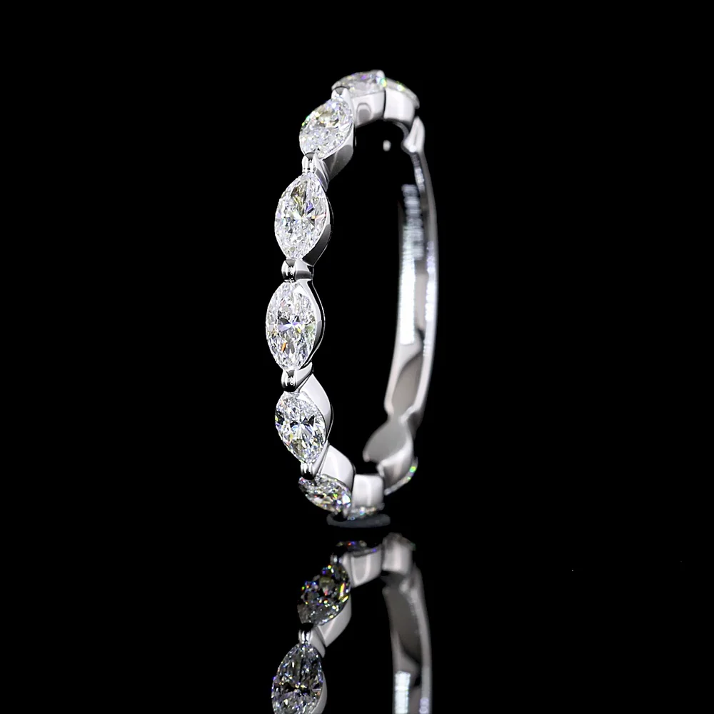 18K White Gold 3/4 Eternity Band with East-West Marquise Cut Lab Diamonds - 0.81 Carats Total Diamond Weight - Covaloro Fine Jewelry - Image 4