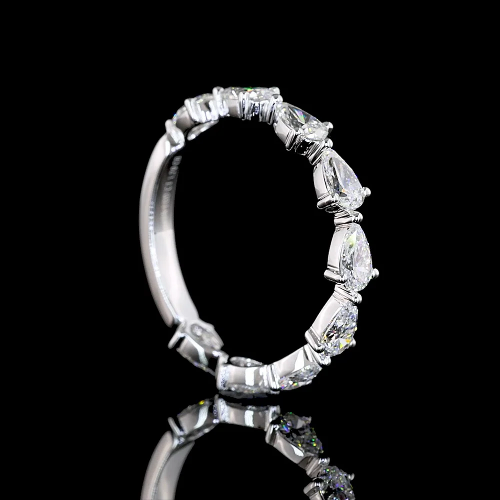 18K White Gold 3/4 Eternity Band with East-West Pear Cut Lab Diamonds - 1.20 Carats Total Diamond Weight, E-F Color VS1 Clarity - Covaloro Fine Jewelry - Image 3