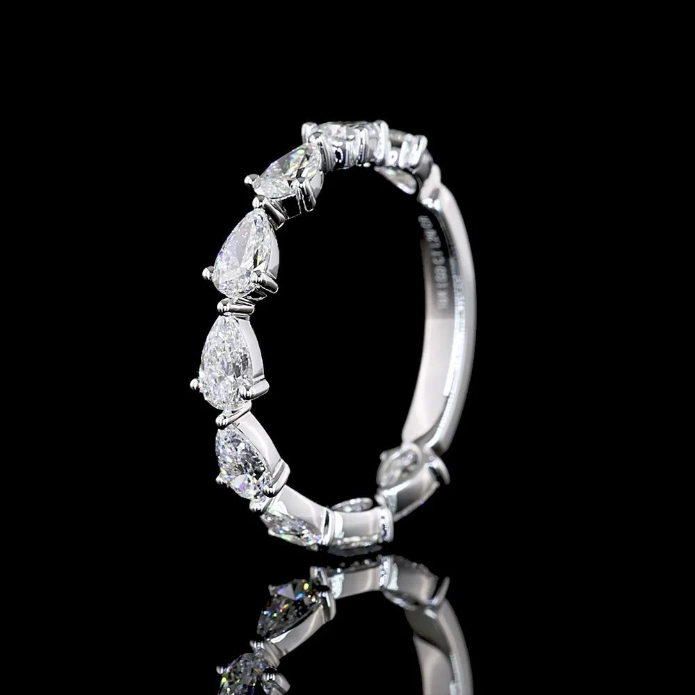 18K White Gold 3/4 Eternity Band with East-West Pear Cut Lab Diamonds - 1.20 Carats Total Diamond Weight, E-F Color VS1 Clarity - Covaloro Fine Jewelry - Image 4