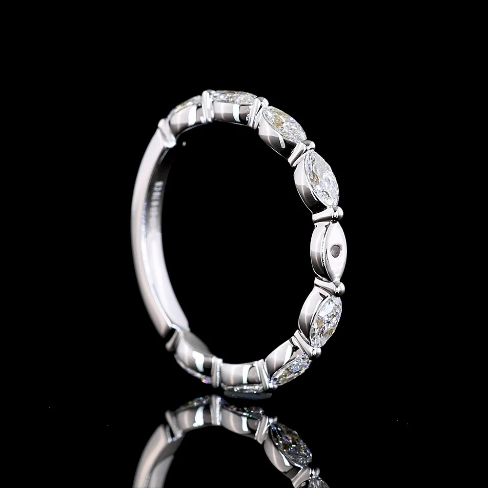 18K White Gold 3/4 Eternity Band with East-West Set Marquise Lab Diamonds - 0.70 Carats Total Diamond Weight - Covaloro Fine Jewelry - Image 3