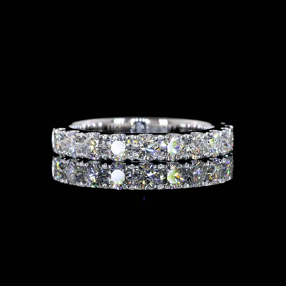 18K White Gold 3/4 Eternity Band with Micro-Pavé Set Round Lab Diamonds - 1.45 Carat Total Weight, E-F Color VS Clarity - Covaloro Fine Jewelry