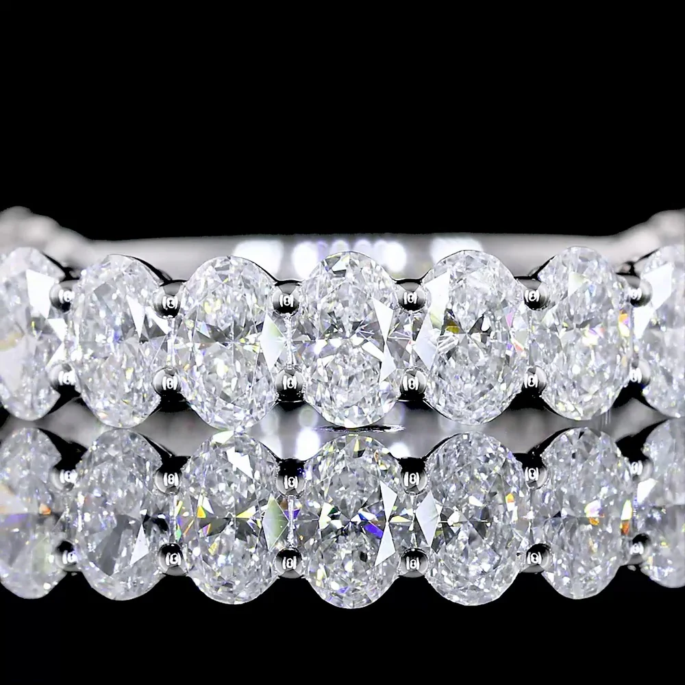 18K White Gold 3/4 Eternity Band with North-South Prong Set Oval Lab Diamonds - 1.94 Carats Total Diamond Weight - Covaloro Fine Jewelry - Image 2