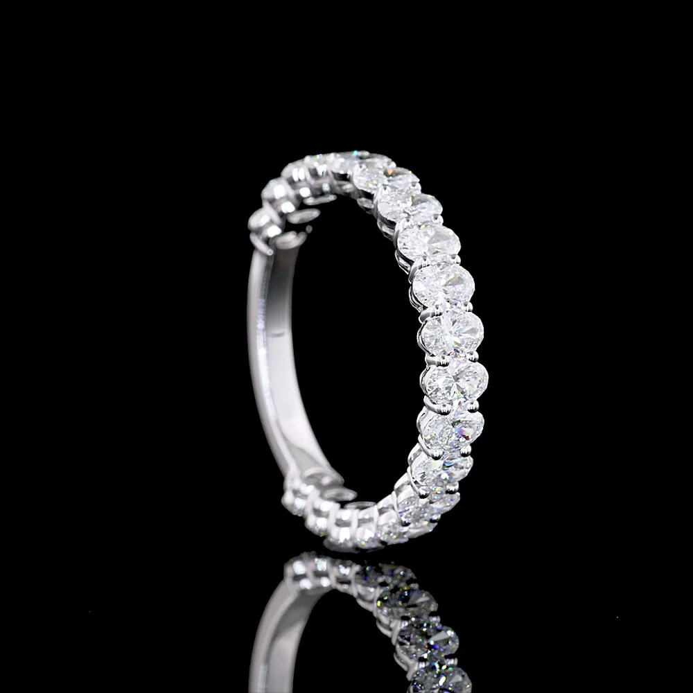 18K White Gold 3/4 Eternity Band with North-South Prong Set Oval Lab Diamonds - 1.94 Carats Total Diamond Weight - Covaloro Fine Jewelry - Image 3