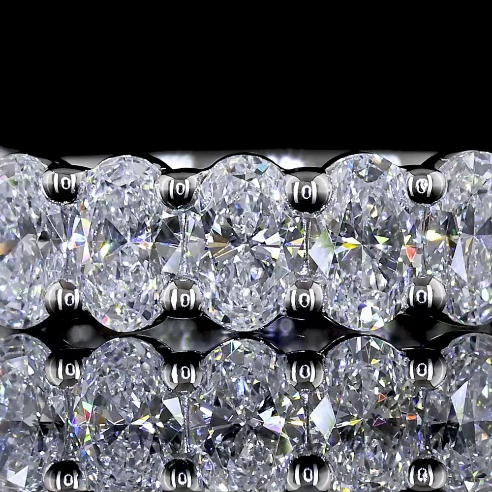 18K White Gold 3/4 Eternity Band with Prong Set Oval Cut Lab Diamonds - 1.80 Carats Total Diamond Weight, E-F Color, VS1 Clarity - Covaloro Fine Jewelry - Image 2