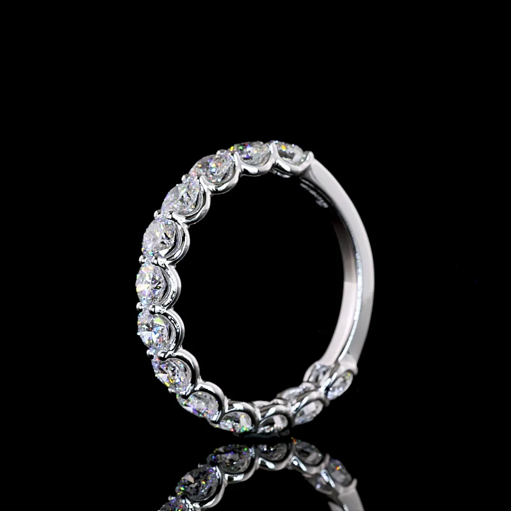 18K White Gold 3/4 Eternity Band with U-Prong Set Round Brilliant Cut Lab Diamonds - 1.89 Carat Total Weight, E-F Color, VS Clarity - Covaloro Fine Jewelry - Image 4