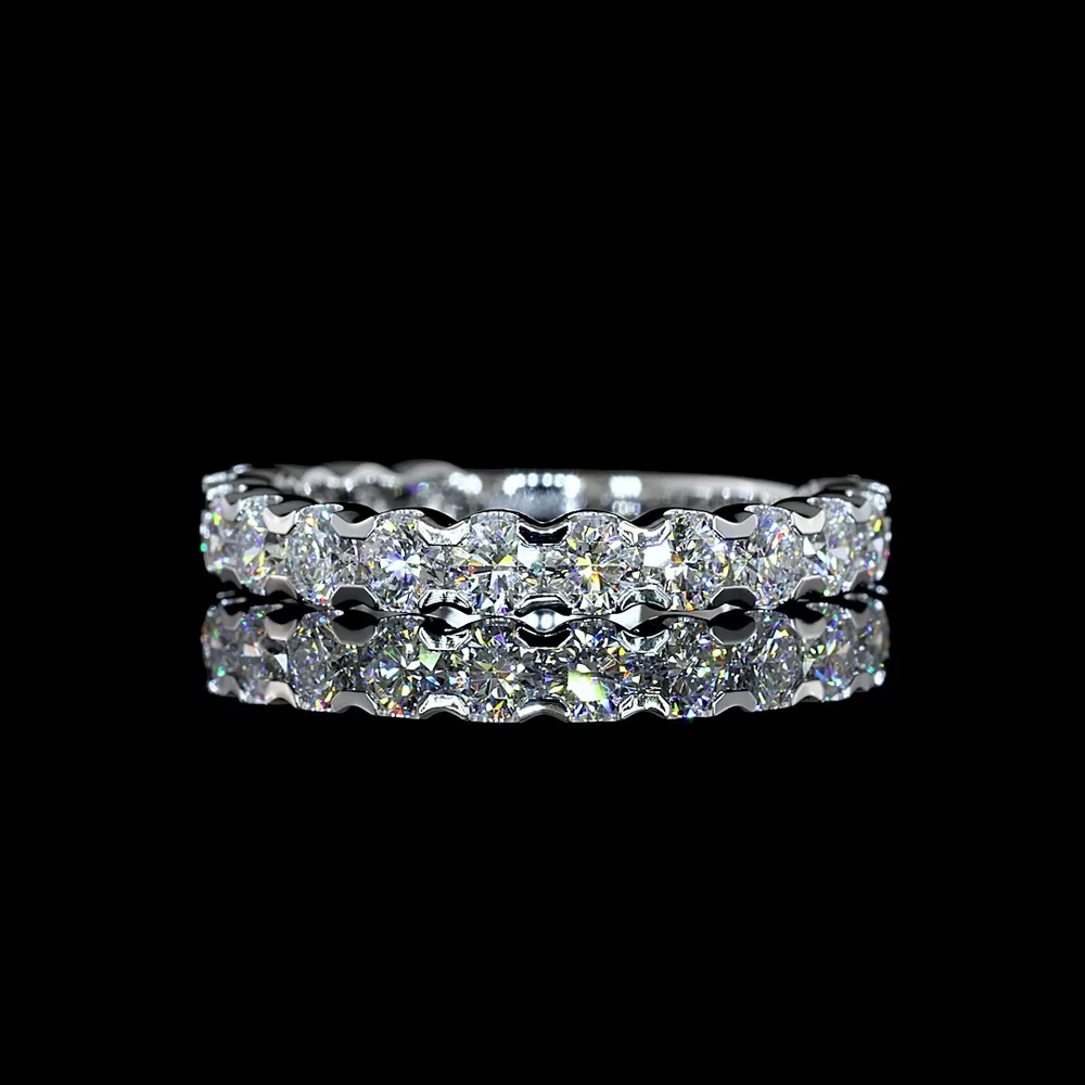 18K White Gold 3/4 Eternity Band with U-Prong Set Round Lab Diamonds - 1.43 Carats Total Diamond Weight - Covaloro Fine Jewelry