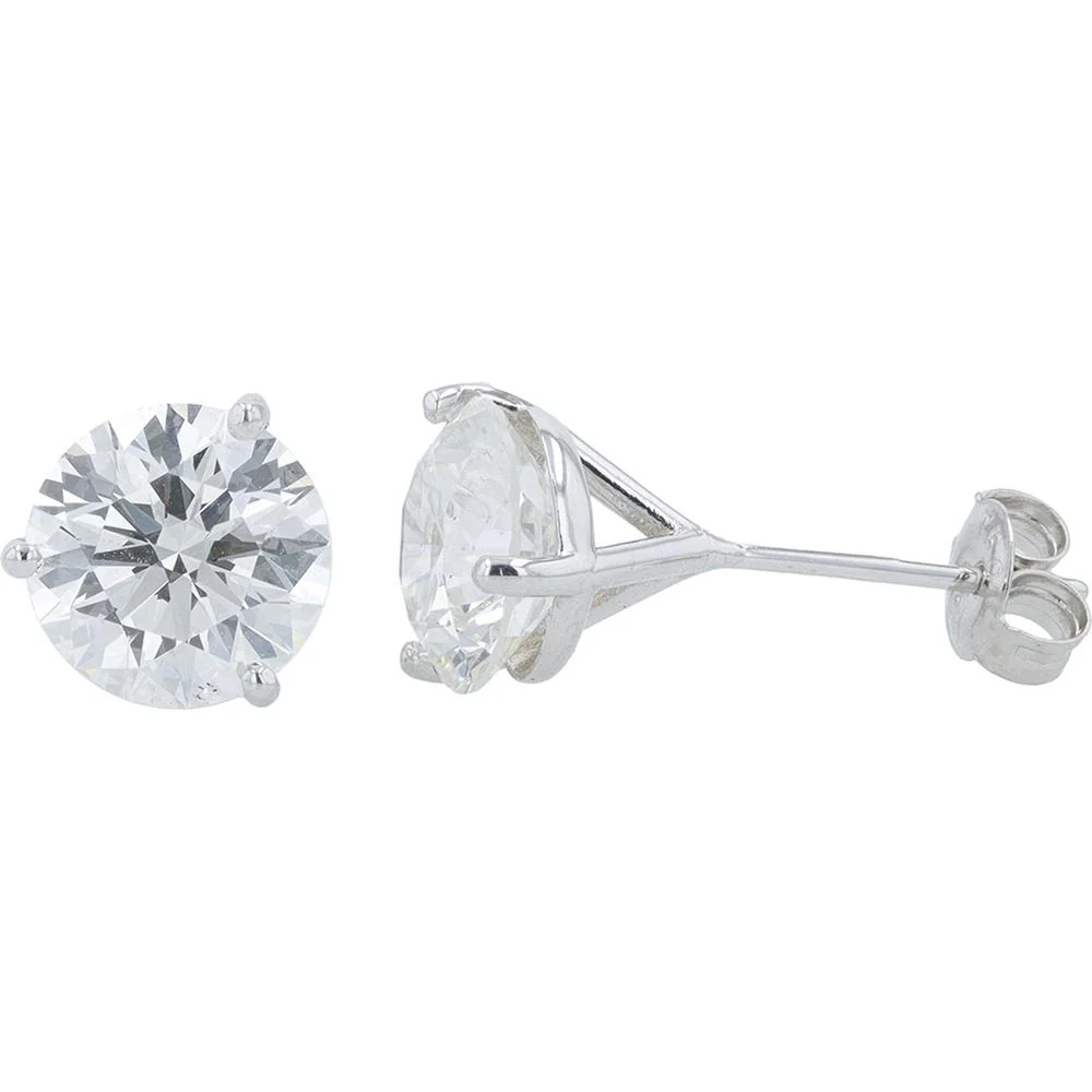 18K White Gold 4 Carat Total Weight Lab Grown Diamond Martini Set Stud Earrings