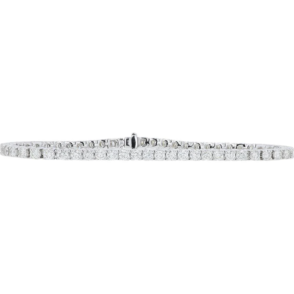18K White Gold 5 Carat Total Weight Diamond Tennis Bracelet - Prong Set Round Diamonds