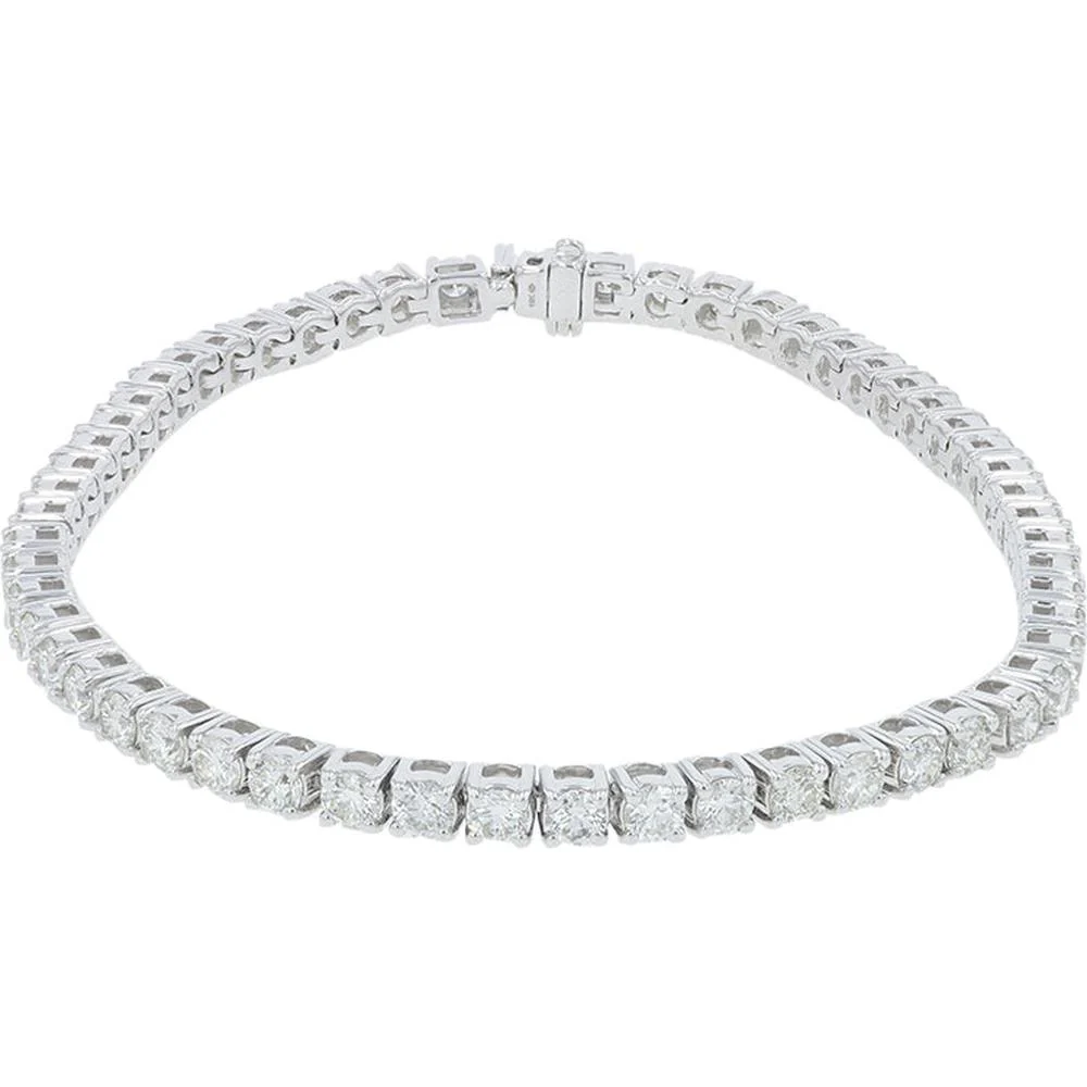18K White Gold 5 Carat Total Weight Diamond Tennis Bracelet - Prong Set Round Diamonds - Image 2