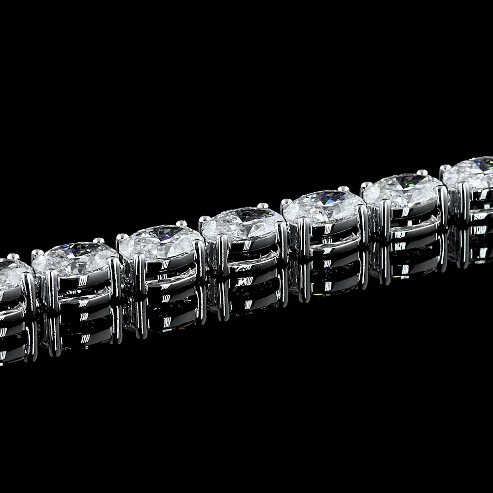 18K White Gold 7.5" Tennis Bracelet with East-West Prong Set Oval Lab Diamonds - 9.41 Carat Total Weight, E-F VVS2 - Covaloro Fine Jewelry - Image 2