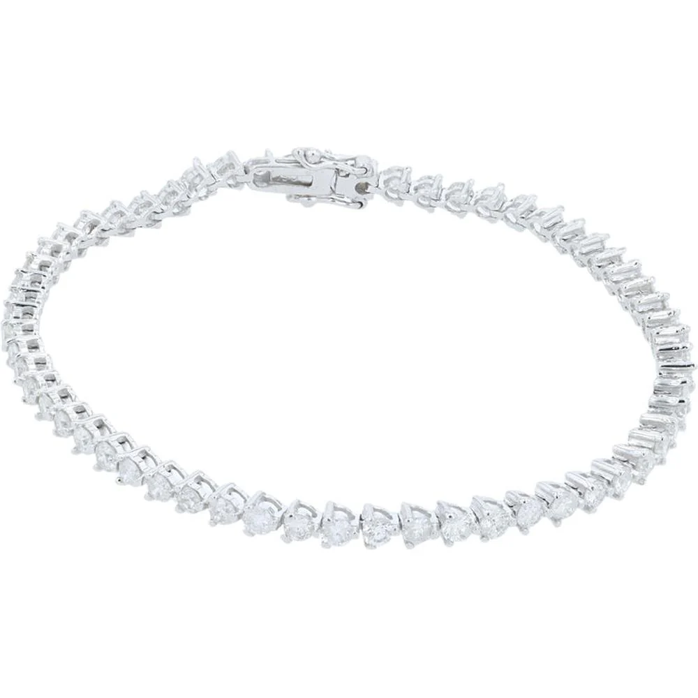 18K White Gold 7" Diamond Tennis Bracelet - 3.00 Carat Total Diamond Weight