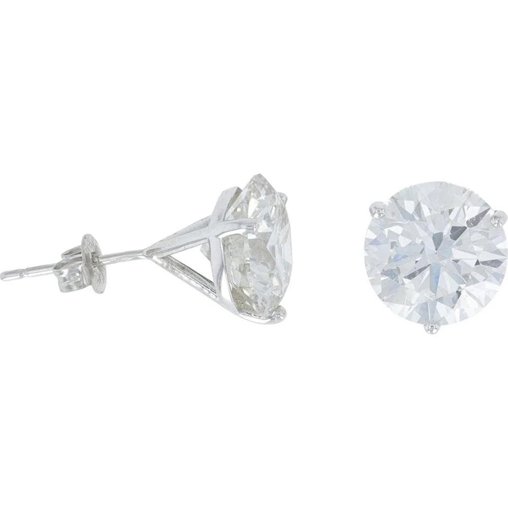18K White Gold 8 Carat Total Weight Lab Grown Diamond Martini Set Studs - IGI Available