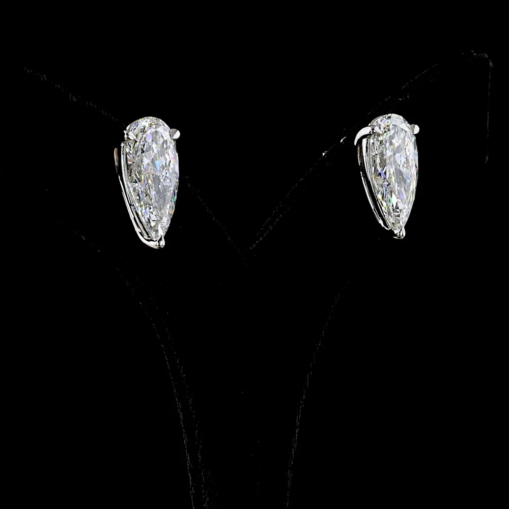 18K White Gold & Platinum Pear Shape Martini Diamond Stud Earrings with Lab Grown F VS1 Diamonds - 11.37 Carat Total Weight - Covaloro Fine Jewelry - Image 3