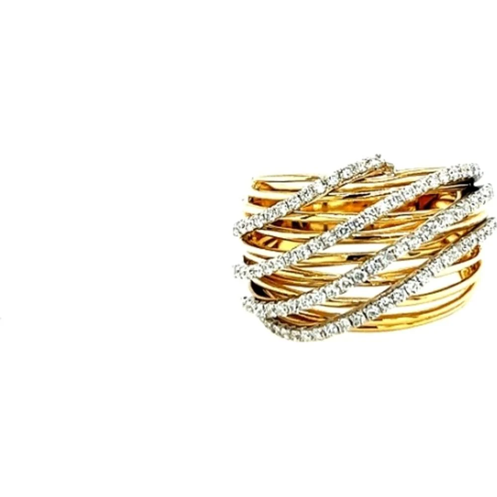 18K White Gold and Yellow Gold Interwoven Diamond Ring by Afarin